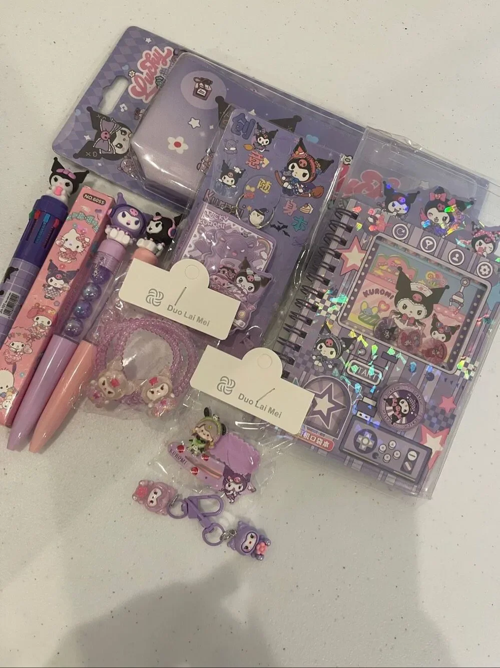 12 piece Kuromi stationery / hair bundle lot.  Back To School